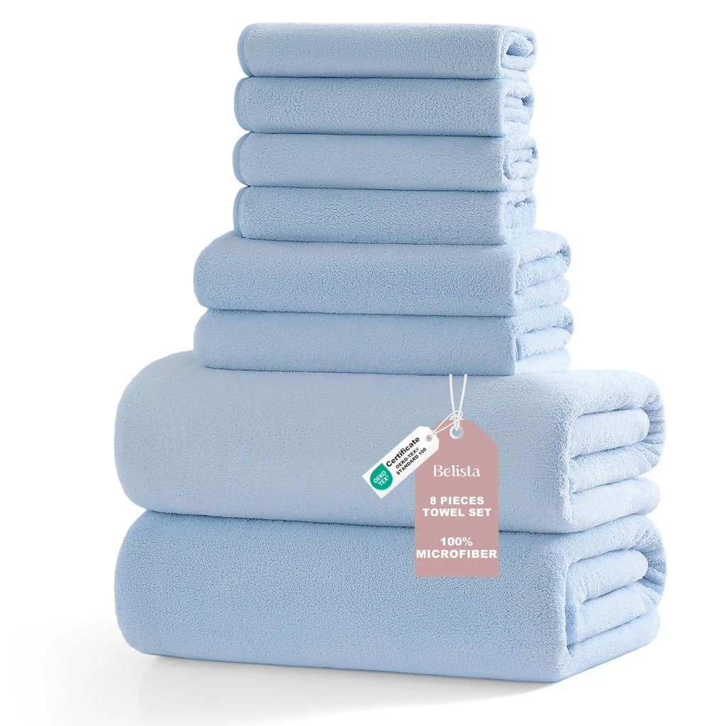 8Pcs Oversized Bath Towel Set 35"×70"  2 Bath Sheets + 2 Hand Towels + 4 Washcloths Soft, Highly Absorbent & Quick-Dry
