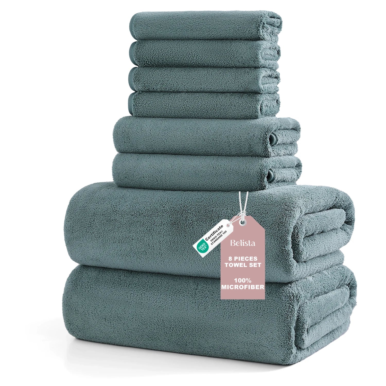 8Pcs Oversized Bath Towel Set 35"×70"  2 Bath Sheets + 2 Hand Towels + 4 Washcloths Soft, Highly Absorbent & Quick-Dry