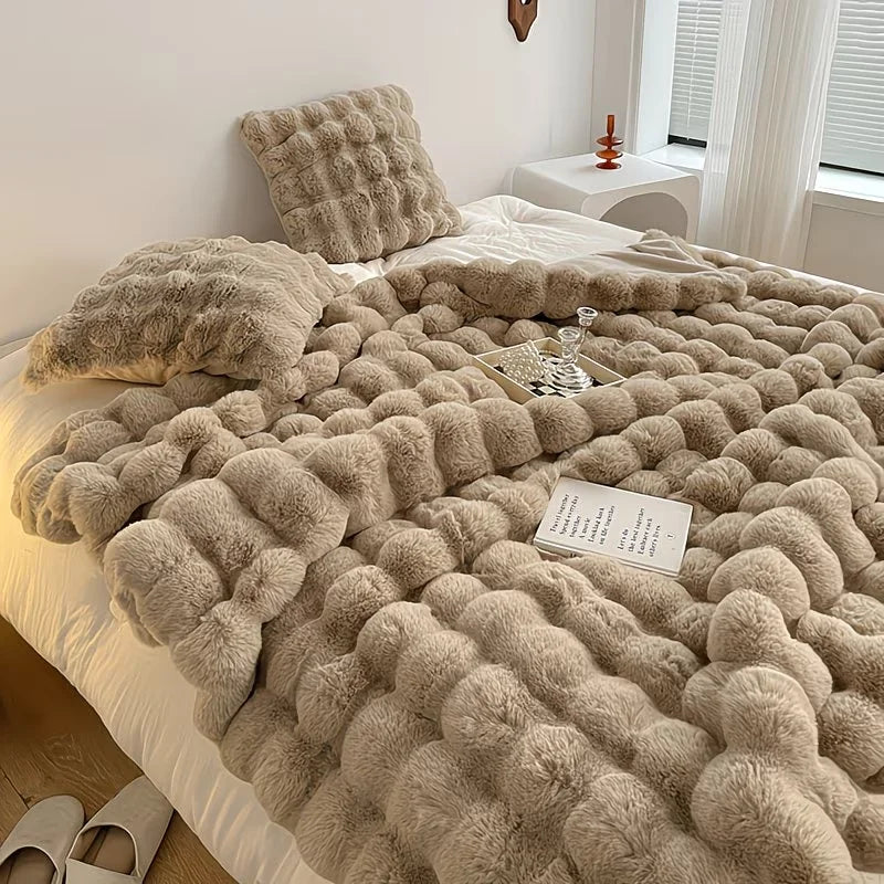 Soft Cozy Faux Fur Rabbit Blanket, Warm, Classic