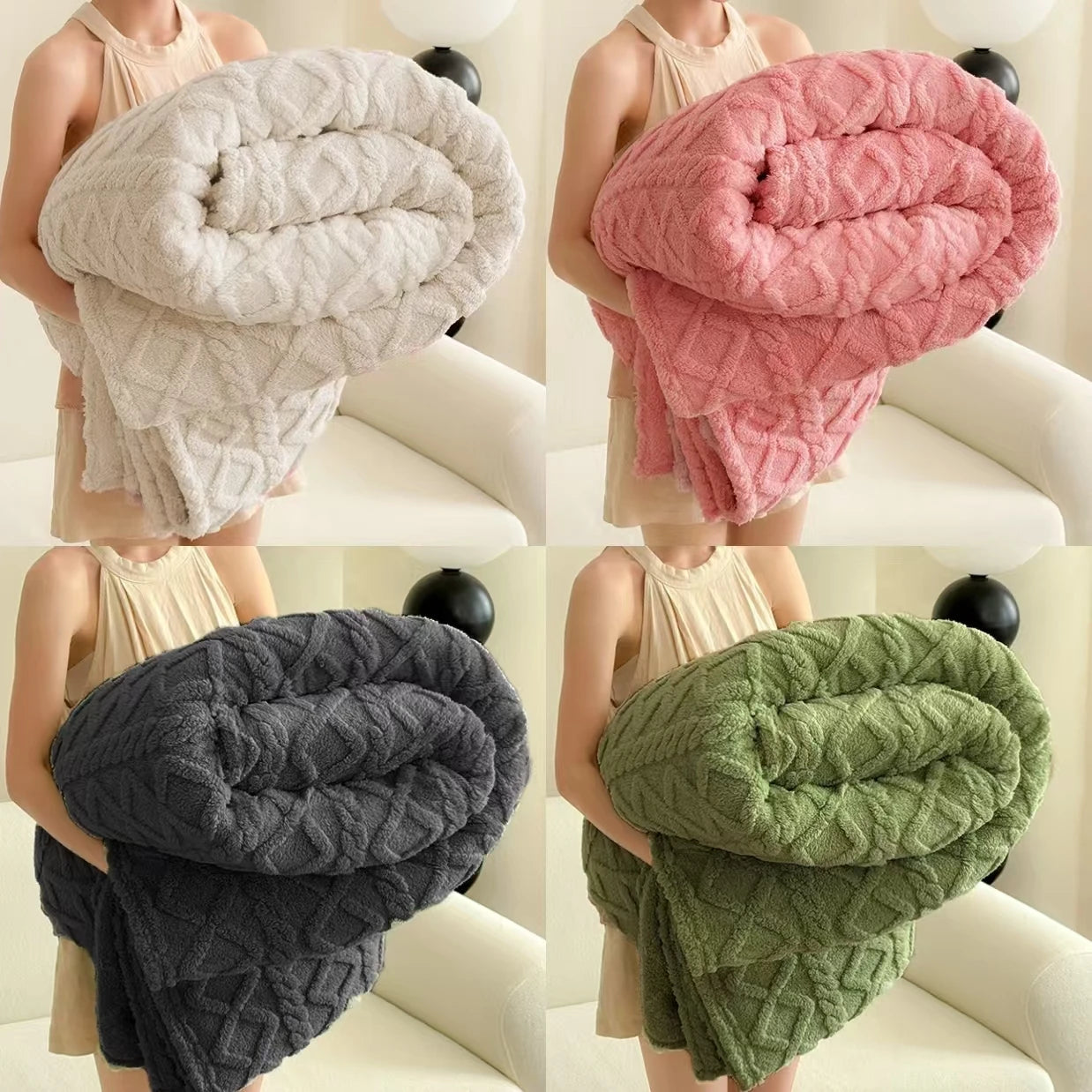 Soft Cozy Velvet Taffeta Blanket, Warm, Double-sided