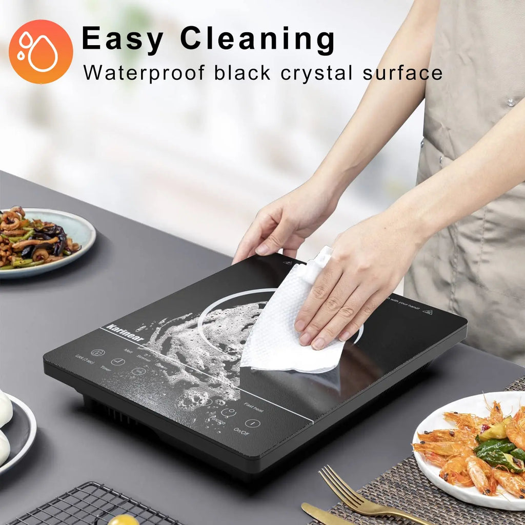 Portable Electric Cooktop, Single Burner Ceramic with Touch Control, Child Safety Lock, Timer, Residual Heat Indicator, Overheat Protection, 1800W 110V Infrared Burner | Sensor Touch Control