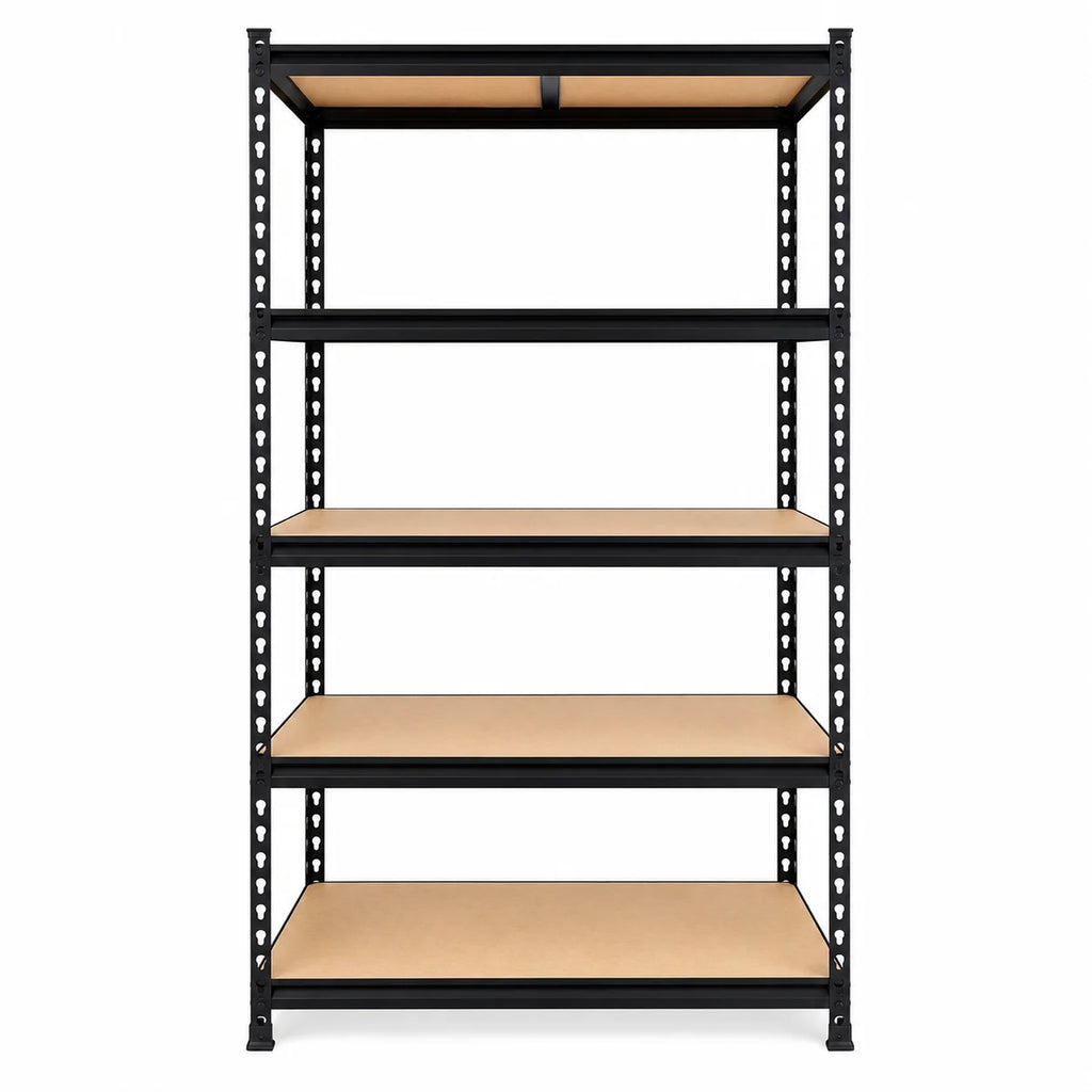 Heavy Duty 5-Tier Metal Shelving Unit with MDF Shelves, Adjustable Boltless Storage Rack Utility Organizer for Garage Basement Pantry