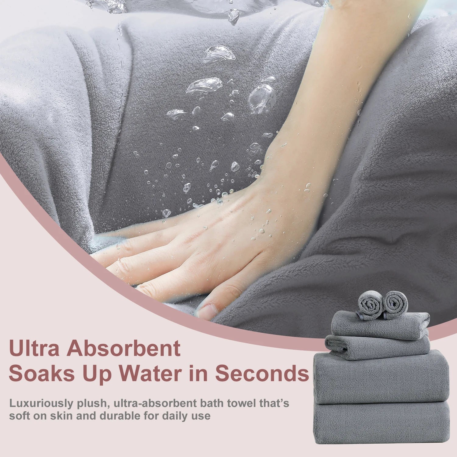 8Pcs Oversized Bath Towel Set 35"×70"  2 Bath Sheets + 2 Hand Towels + 4 Washcloths Soft, Highly Absorbent & Quick-Dry