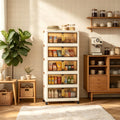 23.62in 3/4/5 Tier Foldable Plastic Storage Cabinet with Wheels, Double Transparent Door Organizer, Large Storage Chest, Latches for multi-room use