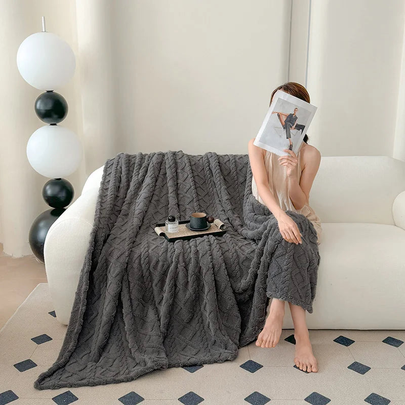 Soft Cozy Velvet Taffeta Blanket, Warm, Double-sided