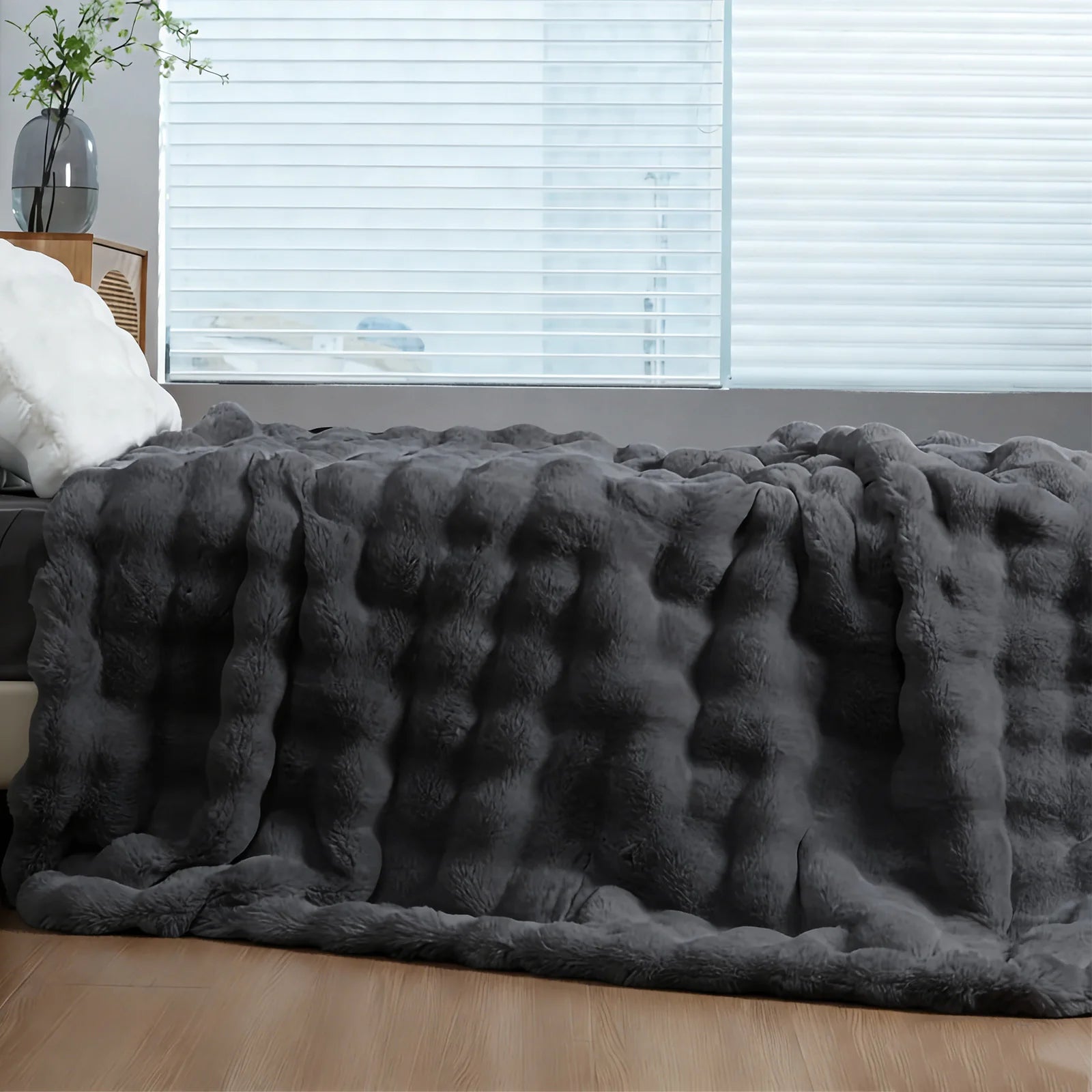Soft Cozy Faux Fur Rabbit Blanket, Warm, Classic
