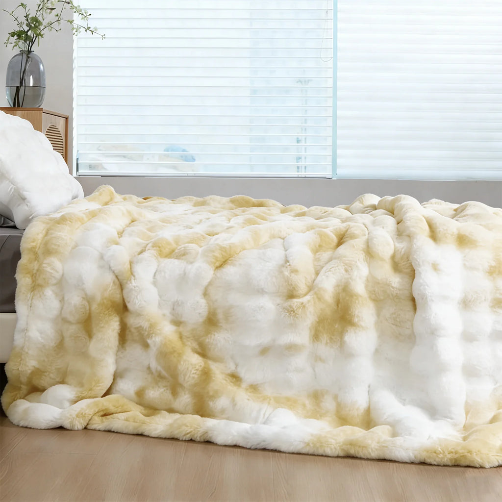 Soft Cozy Faux Fur Rabbit Blanket, Warm, Classic