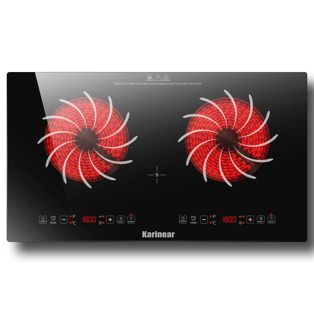 Portable Electric Cooktop, Single Burner Ceramic with Touch Control, Child Safety Lock, Timer, Residual Heat Indicator, Overheat Protection, 1800W 110V Infrared Burner | Sensor Touch Control
