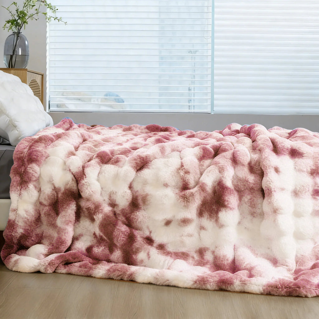 Soft Cozy Faux Fur Rabbit Blanket, Warm, Classic