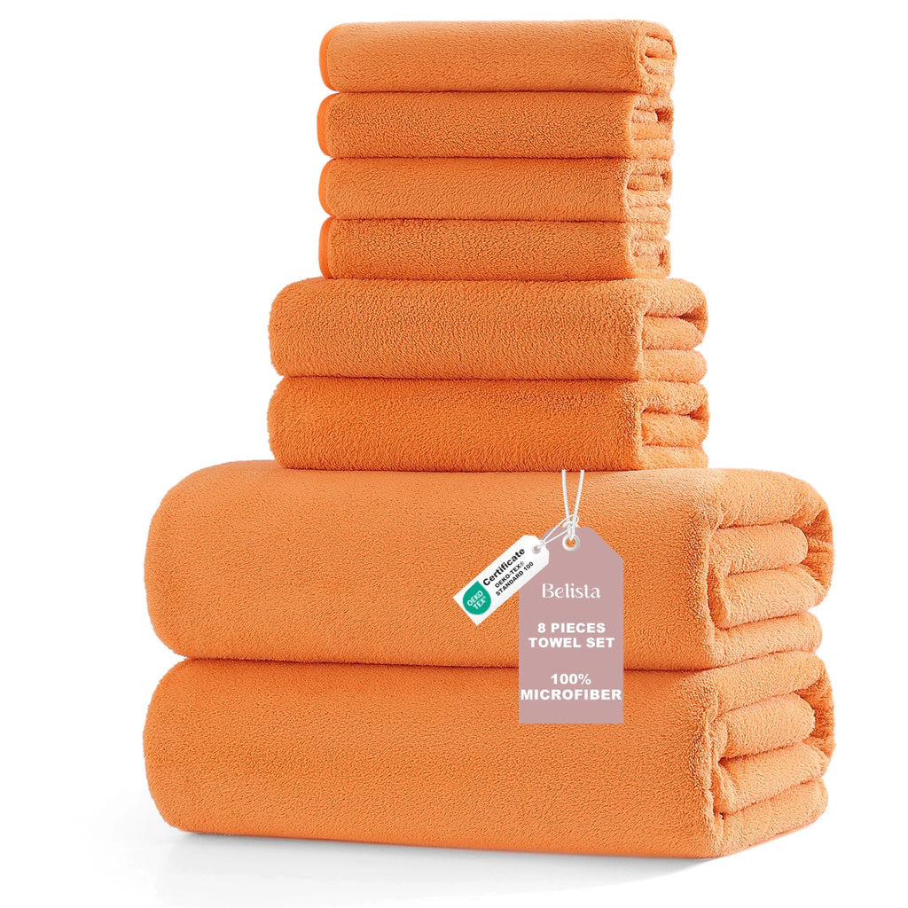 8Pcs Oversized Bath Towel Set 35"×70"  2 Bath Sheets + 2 Hand Towels + 4 Washcloths Soft, Highly Absorbent & Quick-Dry