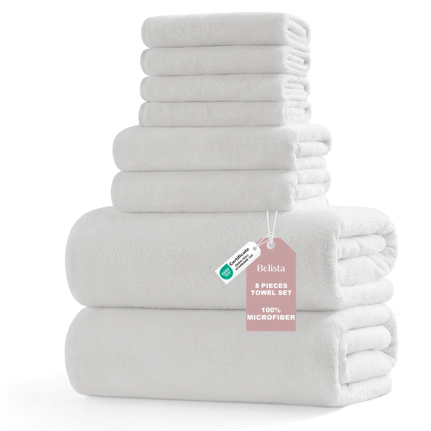 8Pcs Oversized Bath Towel Set 35"×70"  2 Bath Sheets + 2 Hand Towels + 4 Washcloths Soft, Highly Absorbent & Quick-Dry