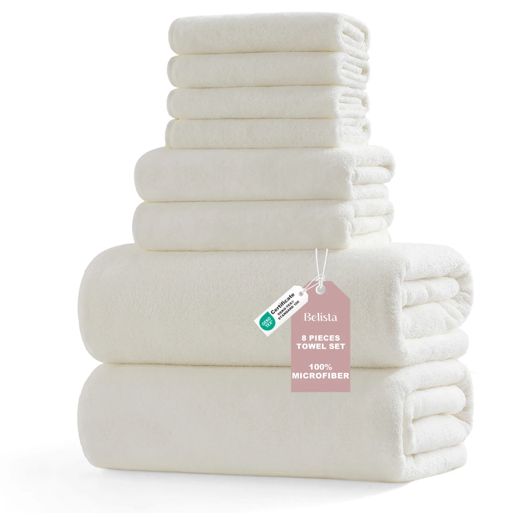 8Pcs Oversized Bath Towel Set 35"×70"  2 Bath Sheets + 2 Hand Towels + 4 Washcloths Soft, Highly Absorbent & Quick-Dry