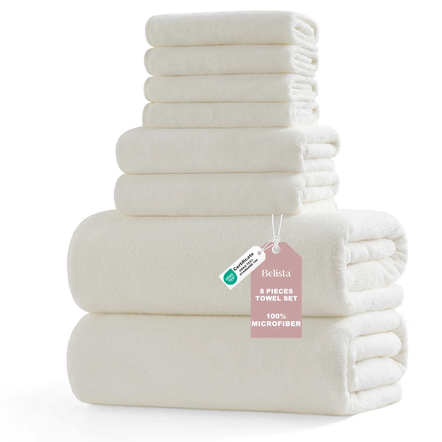 8Pcs Oversized Bath Towel Set 35"×70"  2 Bath Sheets + 2 Hand Towels + 4 Washcloths Soft, Highly Absorbent & Quick-Dry