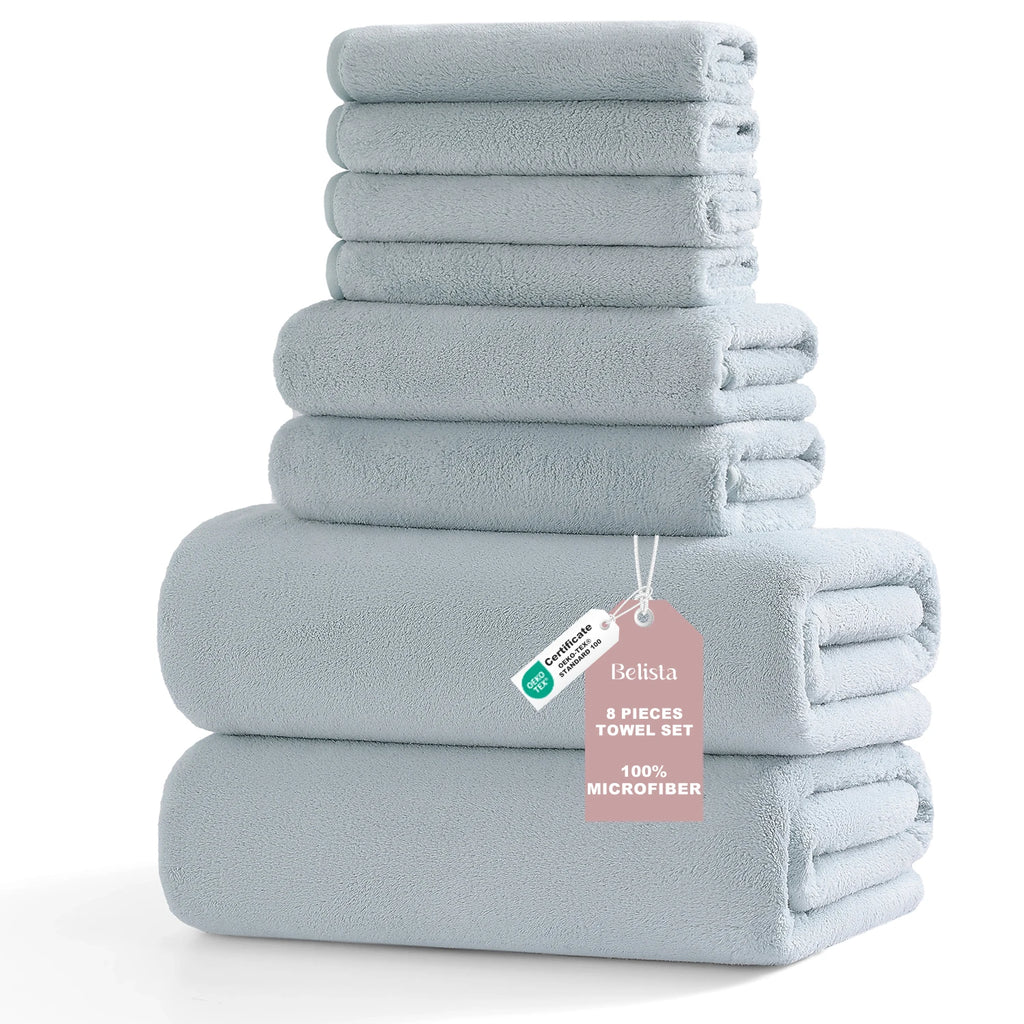 8Pcs Oversized Bath Towel Set 35"×70"  2 Bath Sheets + 2 Hand Towels + 4 Washcloths Soft, Highly Absorbent & Quick-Dry