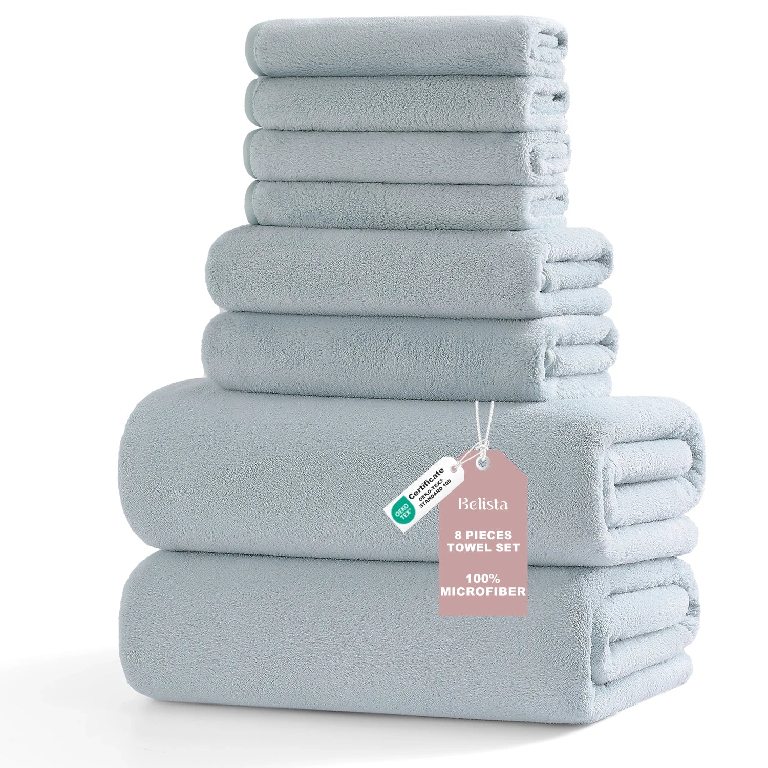 8Pcs Oversized Bath Towel Set 35"×70"  2 Bath Sheets + 2 Hand Towels + 4 Washcloths Soft, Highly Absorbent & Quick-Dry