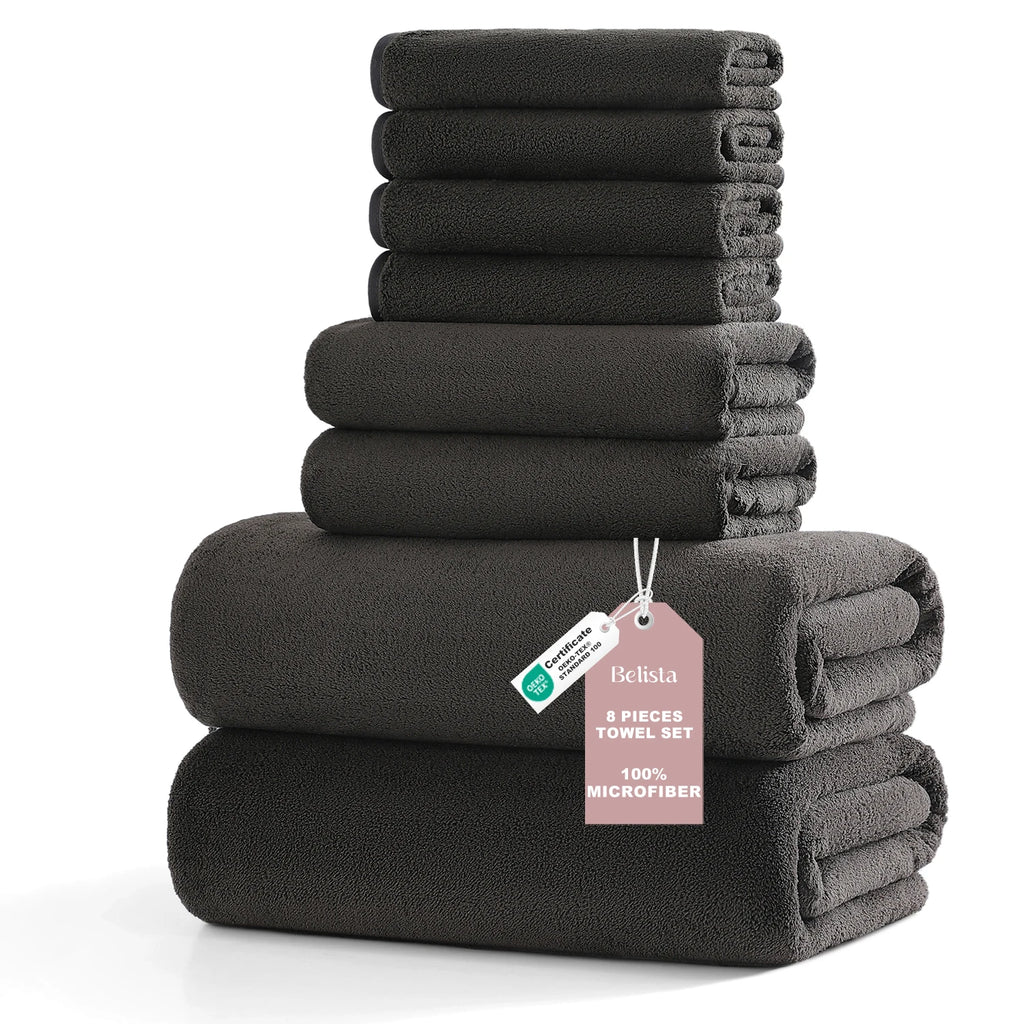 8Pcs Oversized Bath Towel Set 35"×70"  2 Bath Sheets + 2 Hand Towels + 4 Washcloths Soft, Highly Absorbent & Quick-Dry