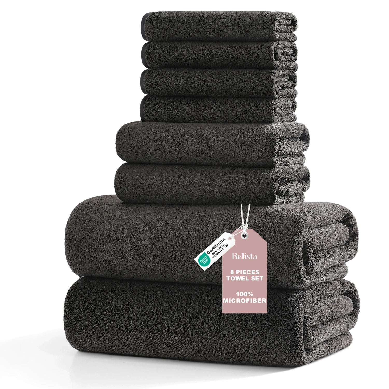 8Pcs Oversized Bath Towel Set 35"×70"  2 Bath Sheets + 2 Hand Towels + 4 Washcloths Soft, Highly Absorbent & Quick-Dry