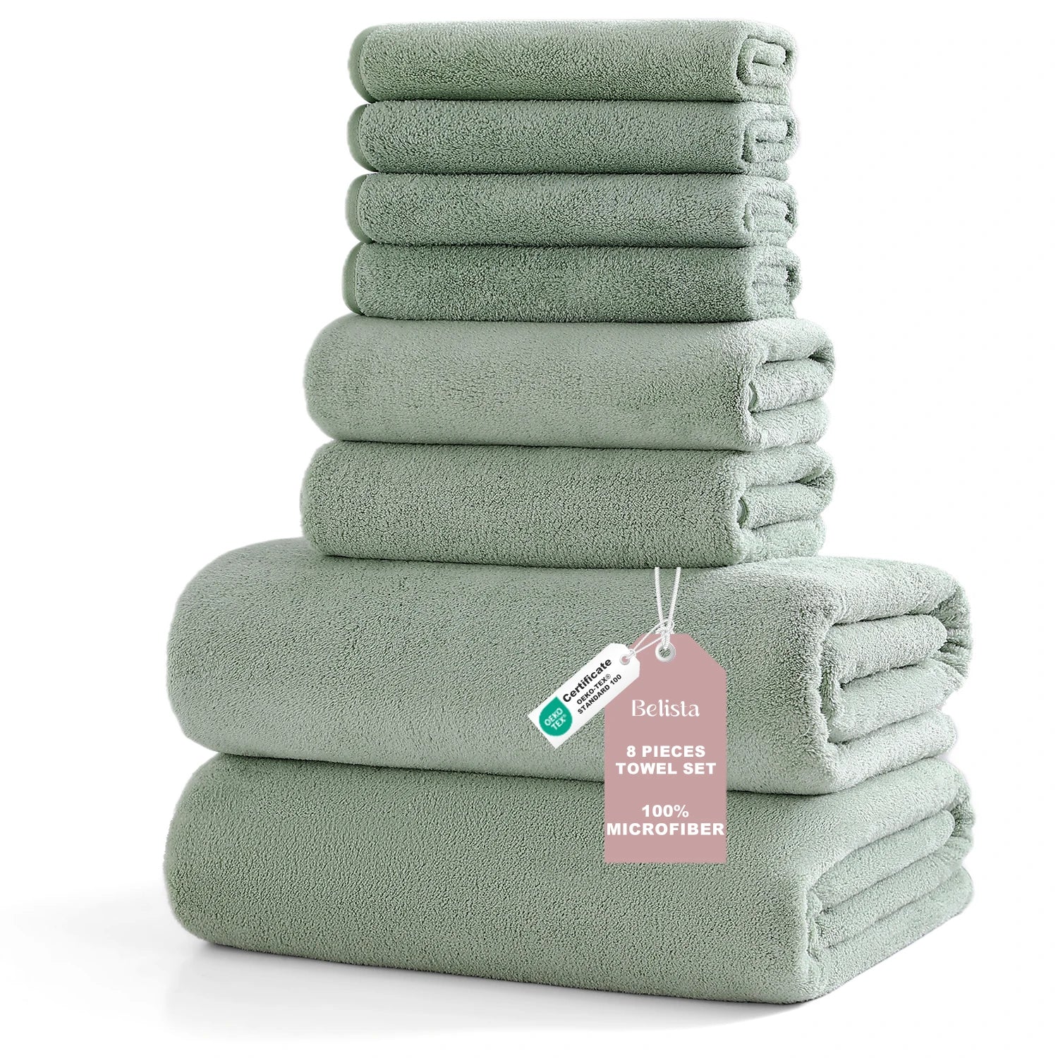 8Pcs Oversized Bath Towel Set 35"×70"  2 Bath Sheets + 2 Hand Towels + 4 Washcloths Soft, Highly Absorbent & Quick-Dry