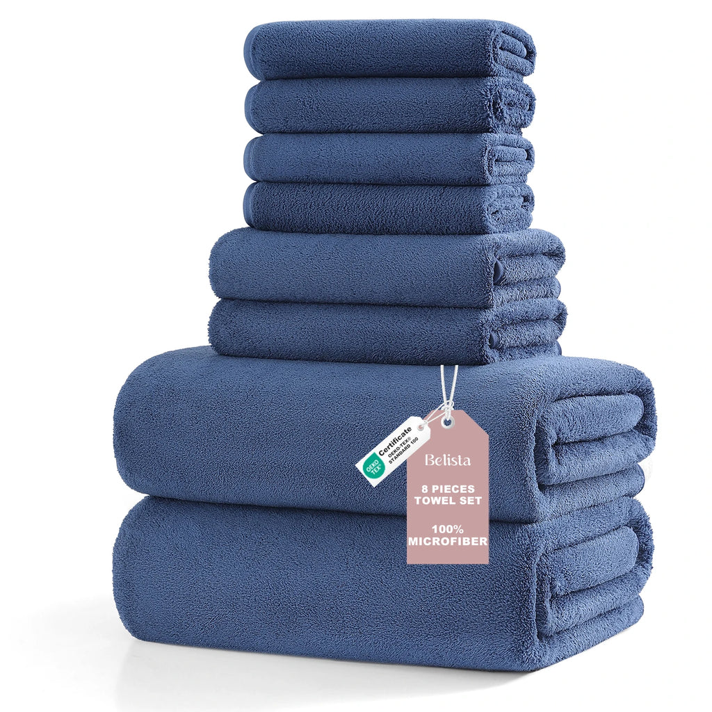 8Pcs Oversized Bath Towel Set 35"×70"  2 Bath Sheets + 2 Hand Towels + 4 Washcloths Soft, Highly Absorbent & Quick-Dry