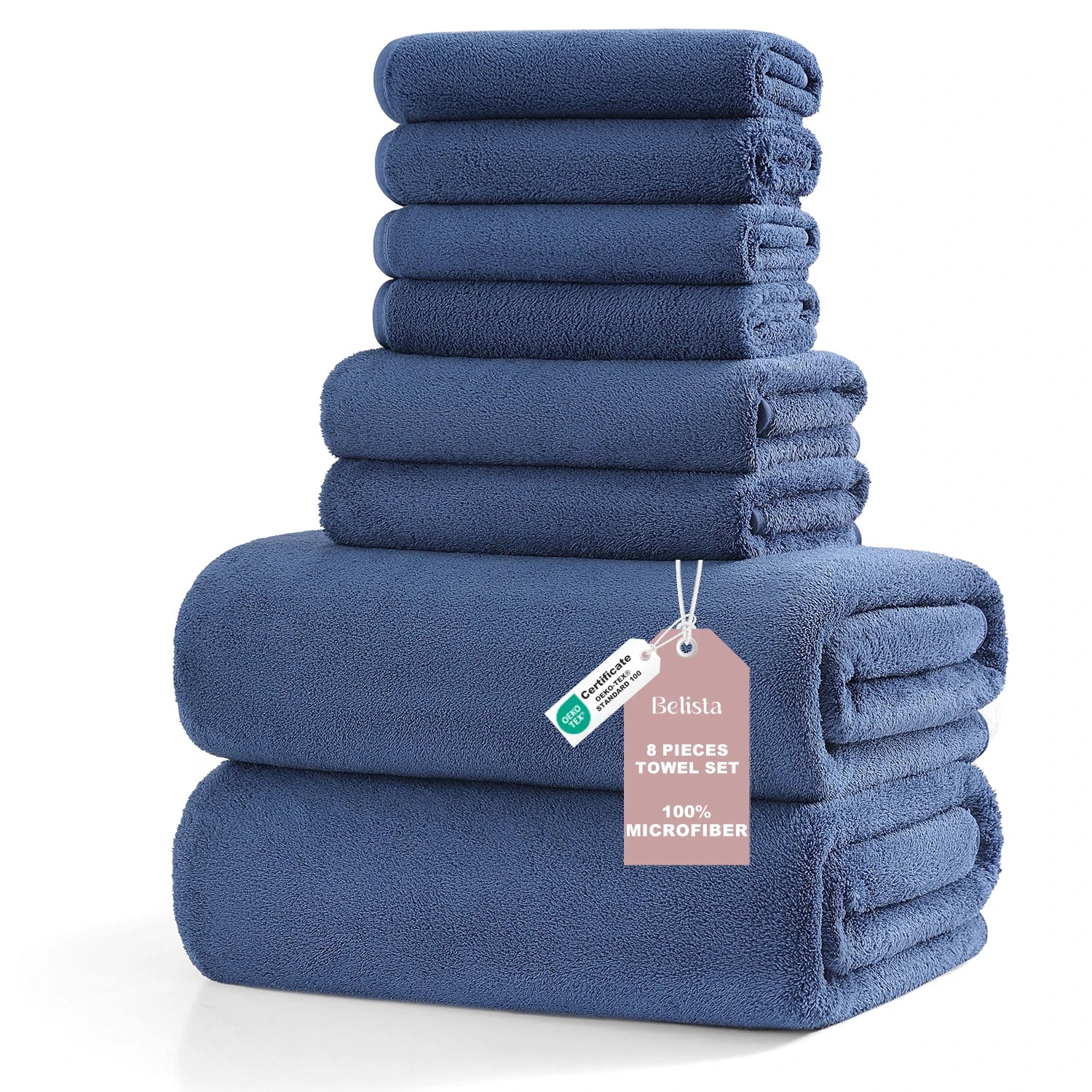 8Pcs Oversized Bath Towel Set 35"×70"  2 Bath Sheets + 2 Hand Towels + 4 Washcloths Soft, Highly Absorbent & Quick-Dry