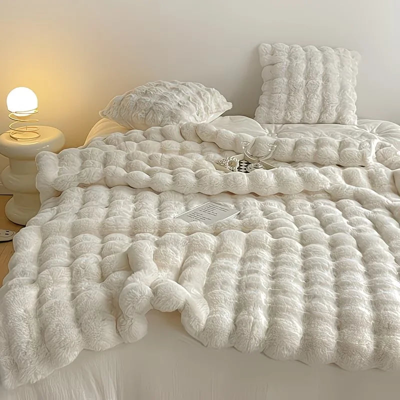 Soft Cozy Faux Fur Rabbit Blanket, Warm, Classic