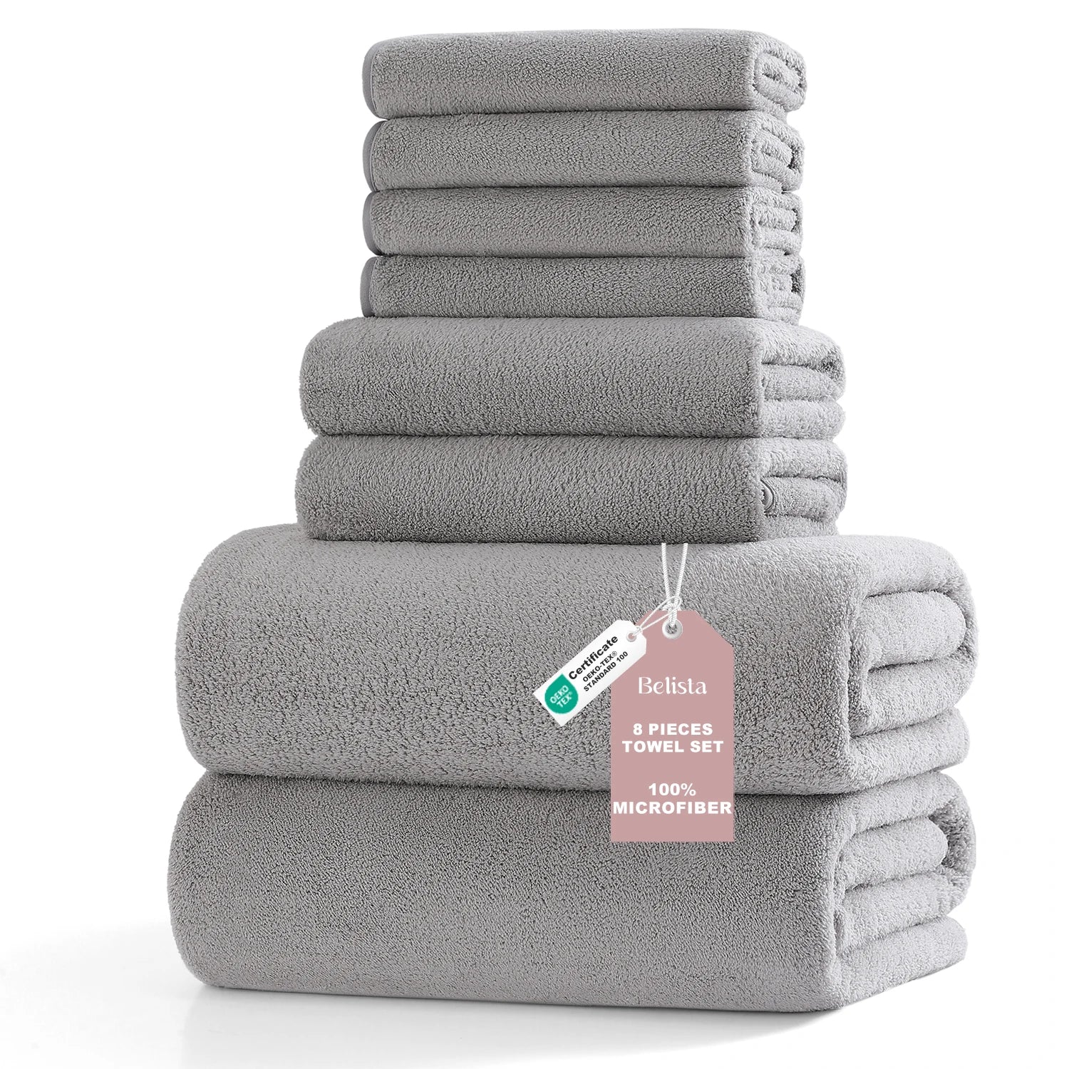 8Pcs Oversized Bath Towel Set 35"×70"  2 Bath Sheets + 2 Hand Towels + 4 Washcloths Soft, Highly Absorbent & Quick-Dry