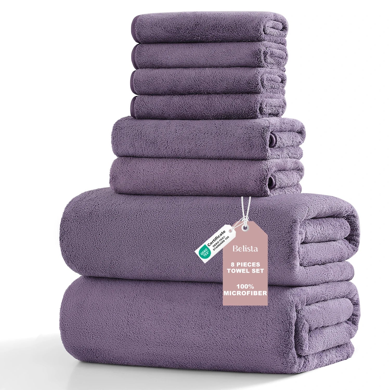 8Pcs Oversized Bath Towel Set 35"×70"  2 Bath Sheets + 2 Hand Towels + 4 Washcloths Soft, Highly Absorbent & Quick-Dry