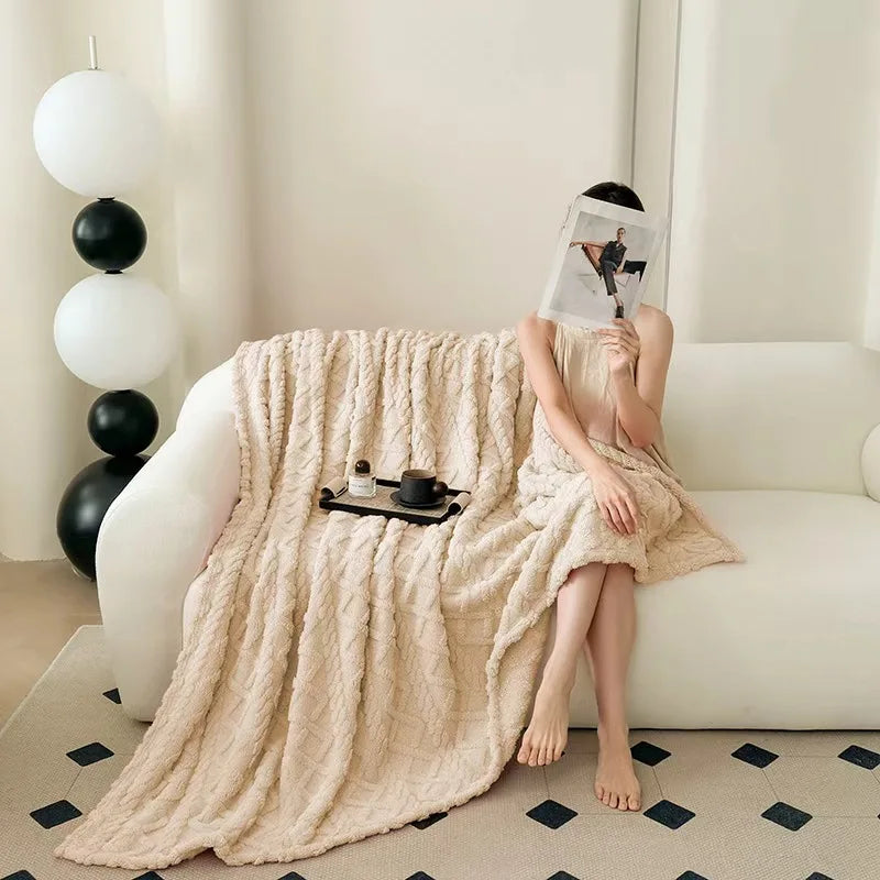 Soft Cozy Velvet Taffeta Blanket, Warm, Double-sided