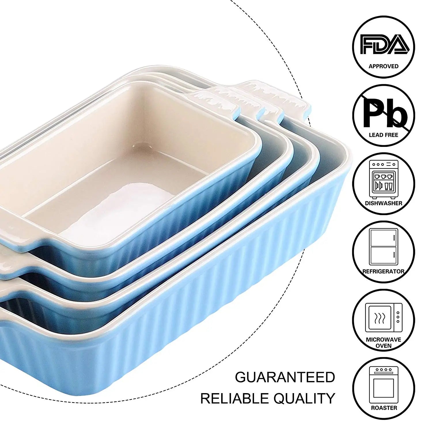 4-Piece Table Baking Dish Plate Set with Ceramic Handle Oven to Ideal for(9"/11"/12"/13.3")