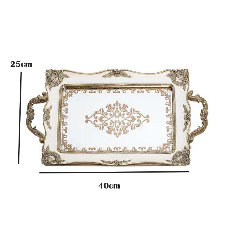 Mirror Glass Storage Tray Gold Rectangle