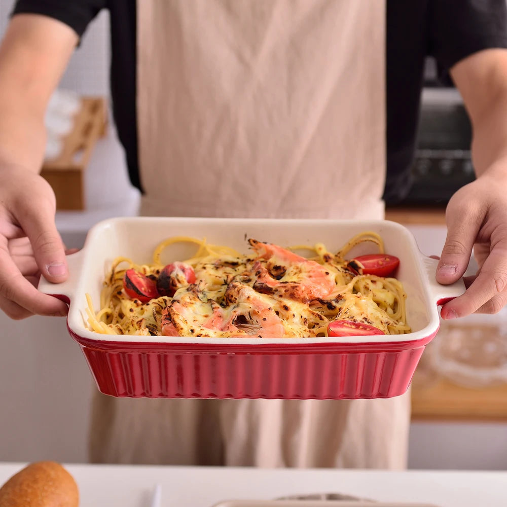 4-Piece Table Baking Dish Plate Set with Ceramic Handle Oven to Ideal for(9"/11"/12"/13.3")