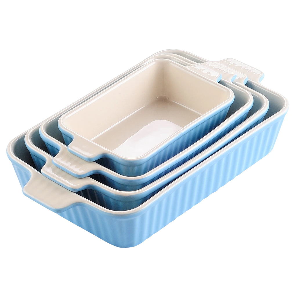 4-Piece Table Baking Dish Plate Set with Ceramic Handle Oven to Ideal for(9"/11"/12"/13.3")