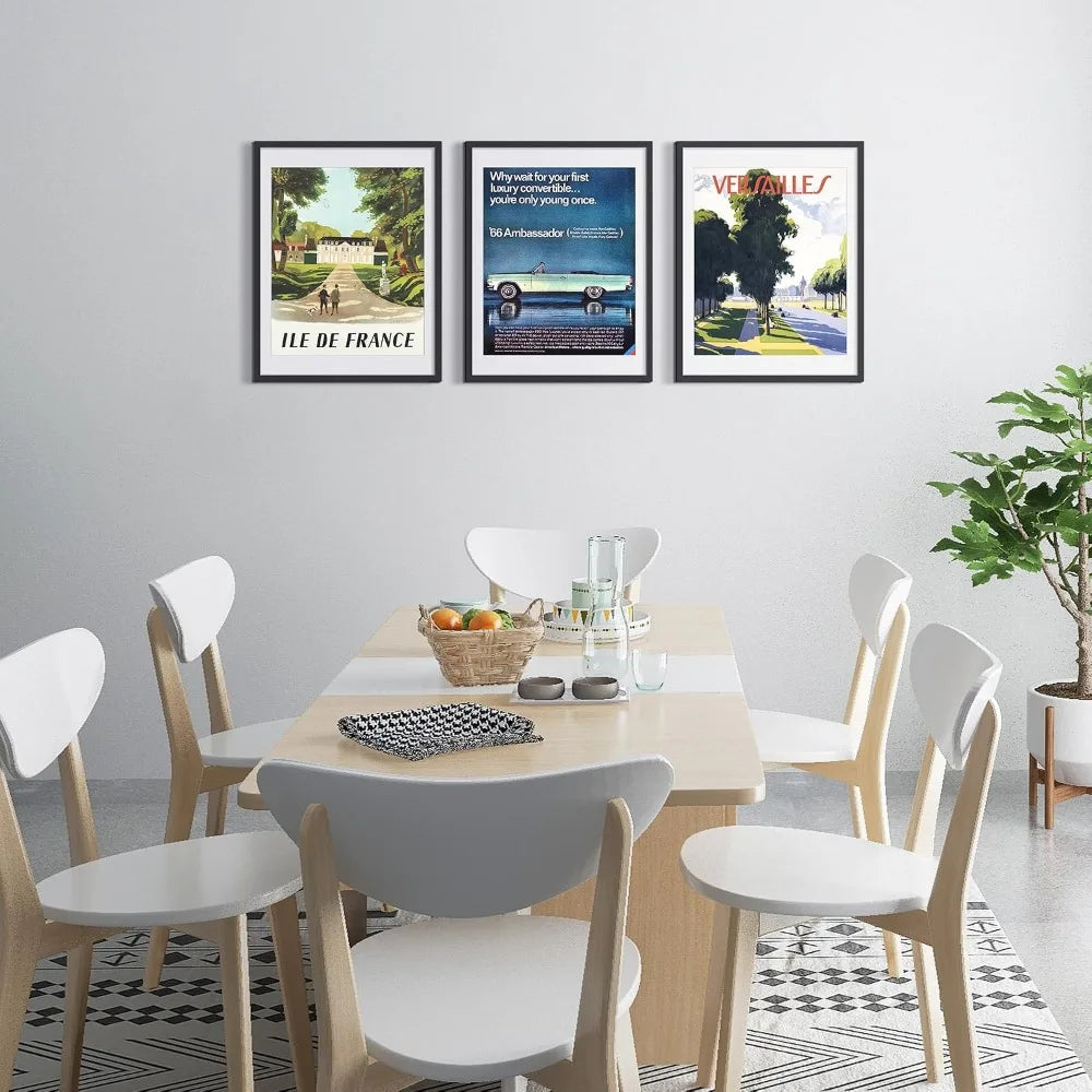 18x24 Picture Frame Set of 5, Display 16x20 with Mat or 18x24 Without, Black Wall Frames