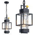 17" Outdoor Chandelier Pendant Light Fixture for Porch Modern Black Dusk to Dawn Exterior Hanging Pendant Lantern