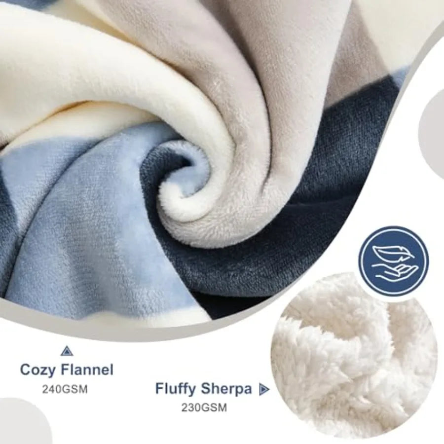 Sherpa Fleece Throw Blanket 60" x 80" Reversible Plush Fluffy Large Big Blanket