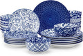 Plates and Bowls Set for 6, 24 Pieces Dinnerware Sets, Mircowave and Dishwasher Safe Dishes Set, Porcelain