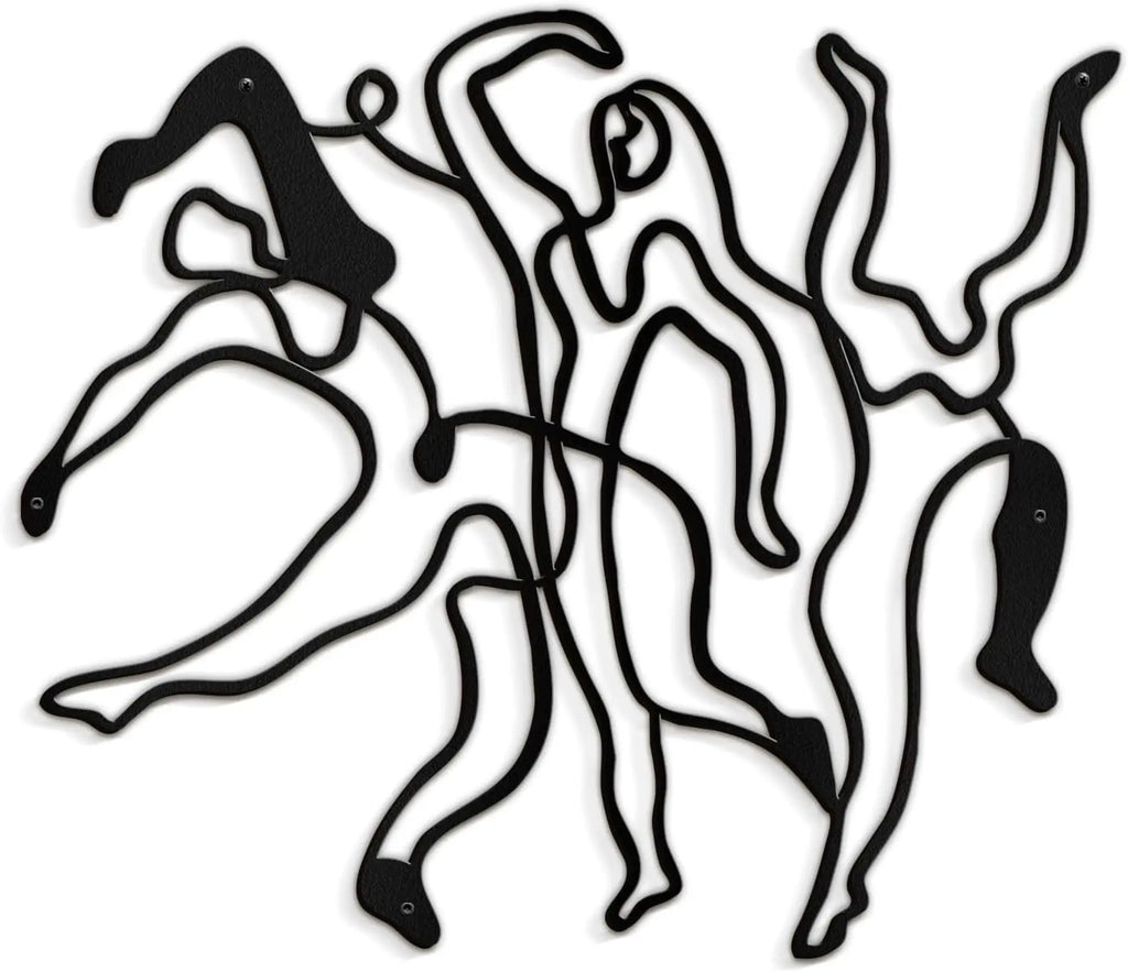 Minimalist Single Line Female Figure Metal Wall Sculpture Black 45.7cm Modern Abstract
