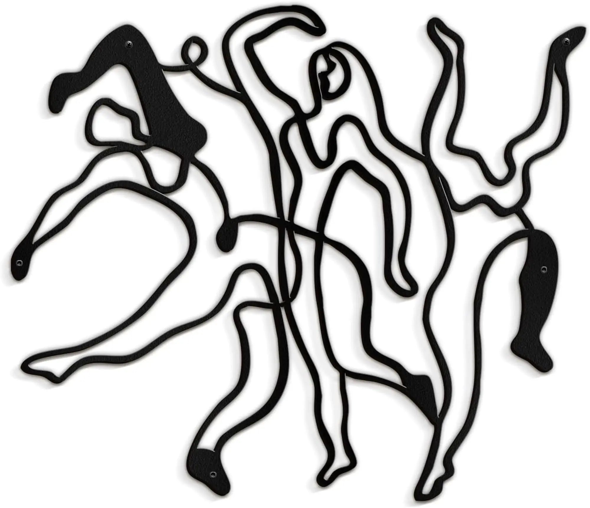 Minimalist Single Line Female Figure Metal Wall Sculpture Black 45.7cm Modern Abstract