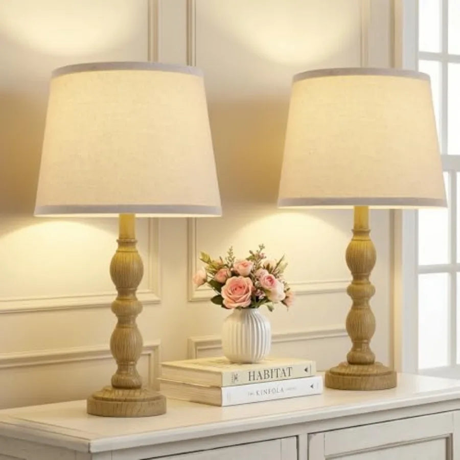 Table Lamps Set of 2, 20.5" Rustic Farmhouse  with Linen Shade