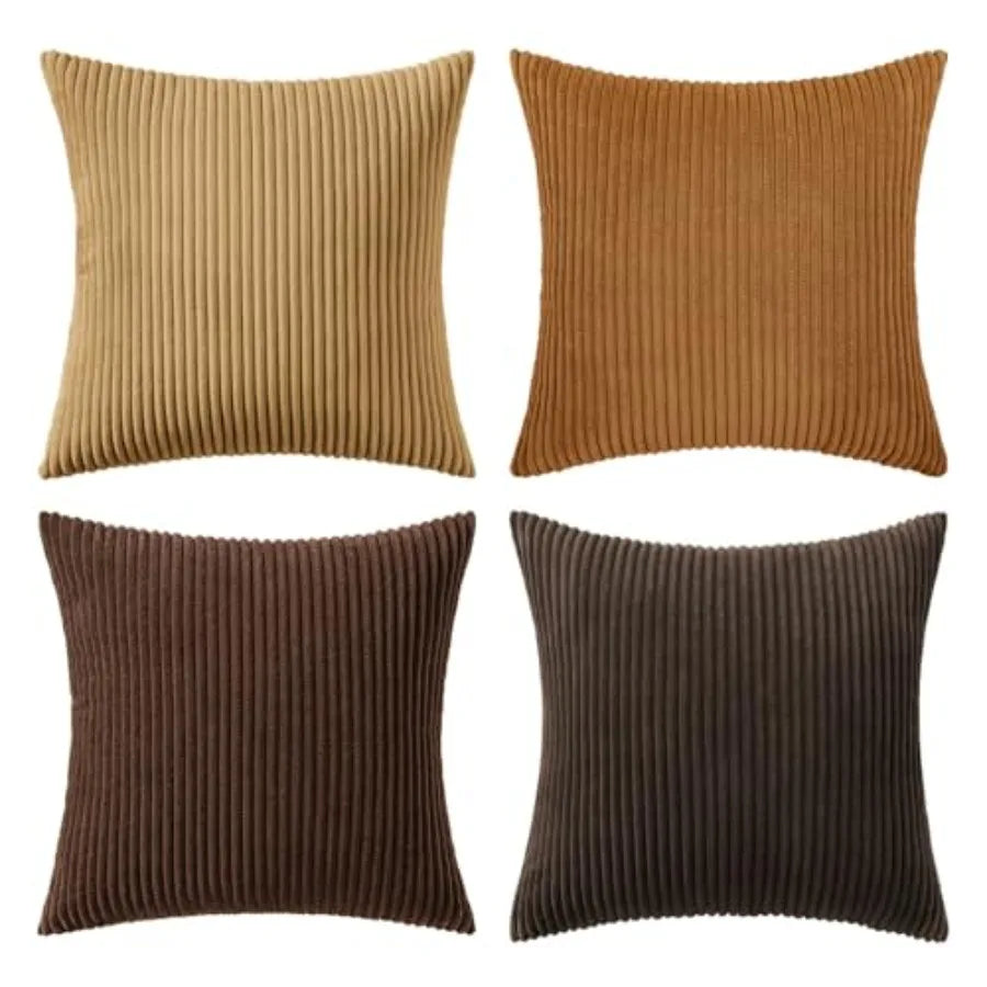 Boho Farmhouse Throw Pillow Covers 18x18 Inch Set of 4 Modern Nordic Cushion Covers Soft Corduroy