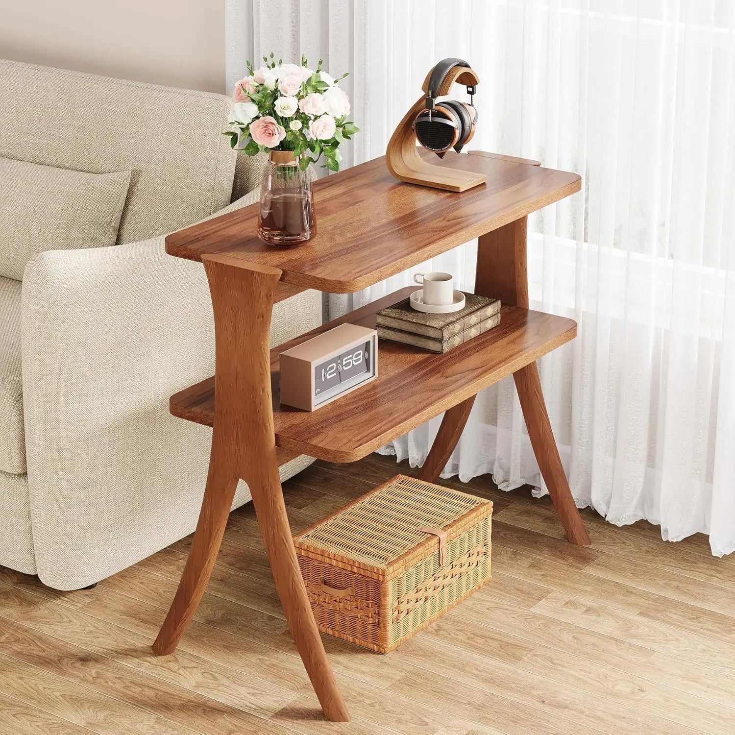 2 tier Solid Wood Farmhouse Table
