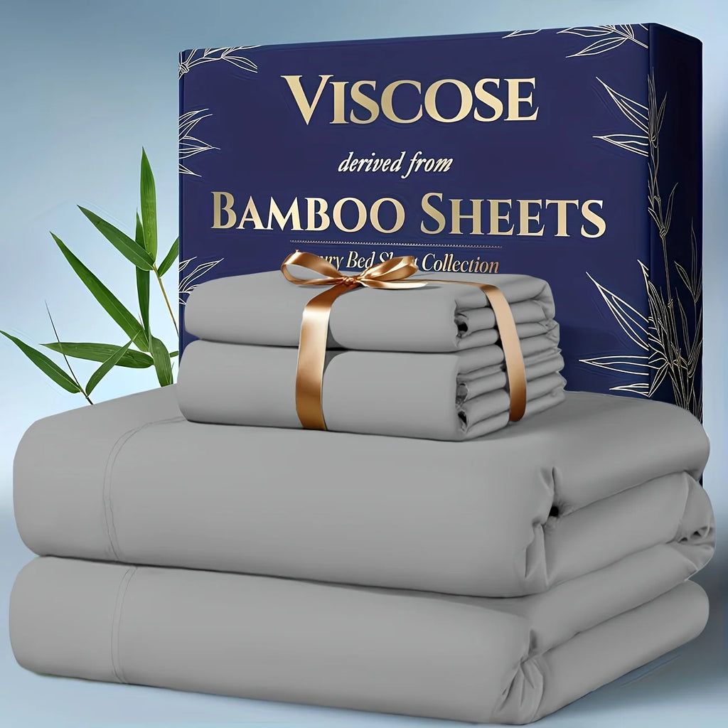 4pcs Bamboo Cooling Bedding - Extra Deep Pocket Breathable And Cooling  Sheet And Fitted Sheet -