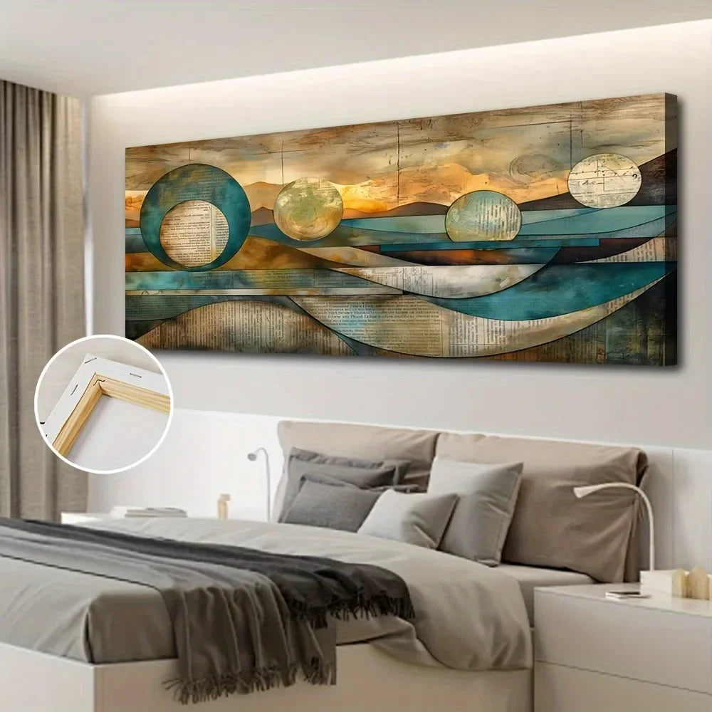 Modern Contemporary Frame Canvas wall art, pine frame, wax canvas painted  1.5 inches