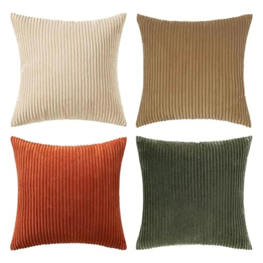 Boho Farmhouse Throw Pillow Covers 18x18 Inch Set of 4 Modern Nordic Cushion Covers Soft Corduroy