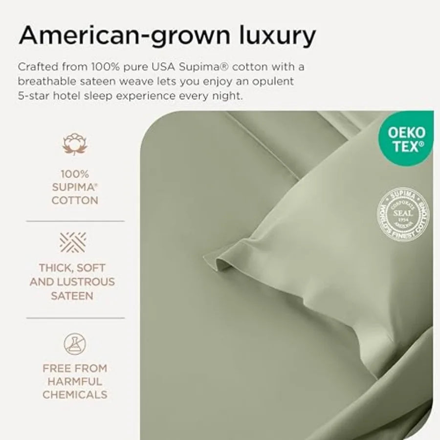 Luxury Supima 1000 Thread Count Cotton Sheets  4 Pc  Set, 5-Star Hotel Quality