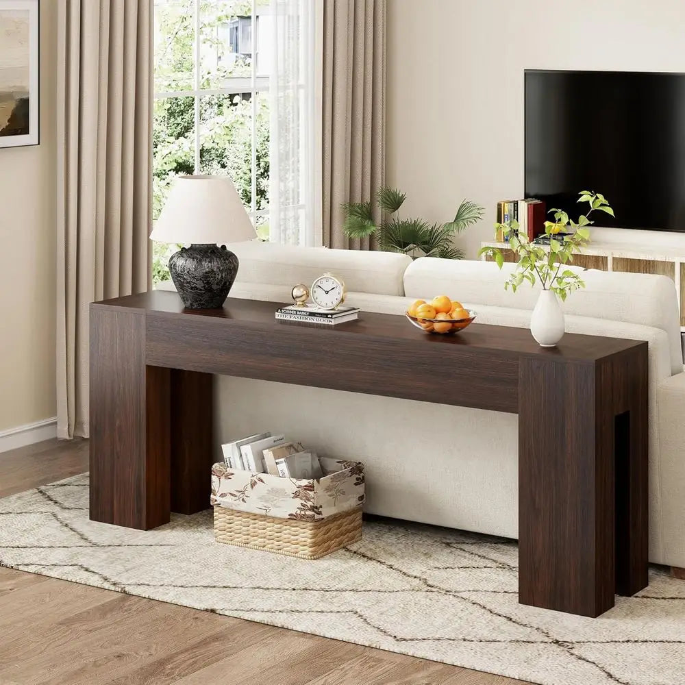 Extra Long 79" Wood FARMHOUSE Table for Entryway Living Room, Kitchen