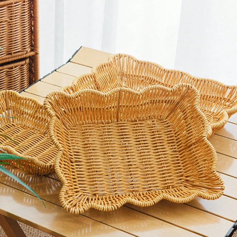 3pcs/1pc Handmade Woven Rattan Style Tray