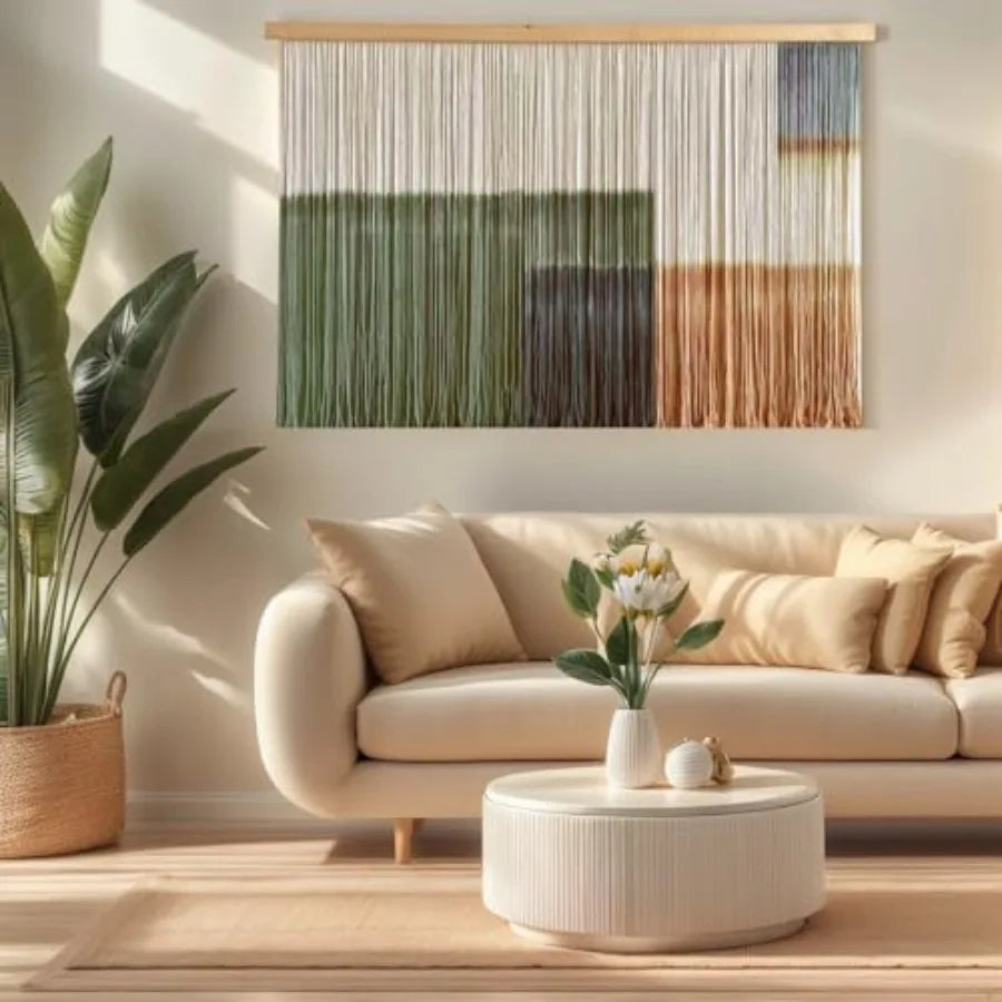 Woven Boho Macrame Tapestry Dip-Dyed Large Modern Handmade Colorful Mountain Landscape