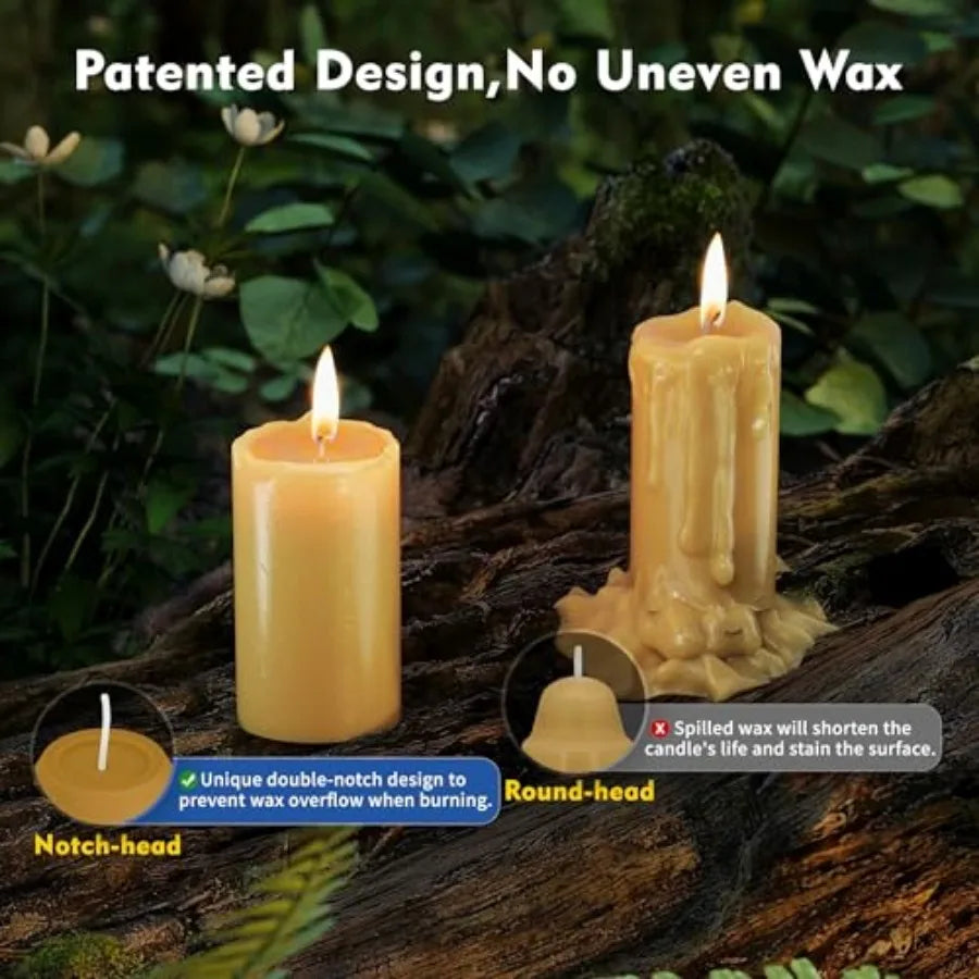 Pack 15H+  3" Natural Beeswax Candles Emergency Long Burning [18H+ Inside Candle Lanterns],