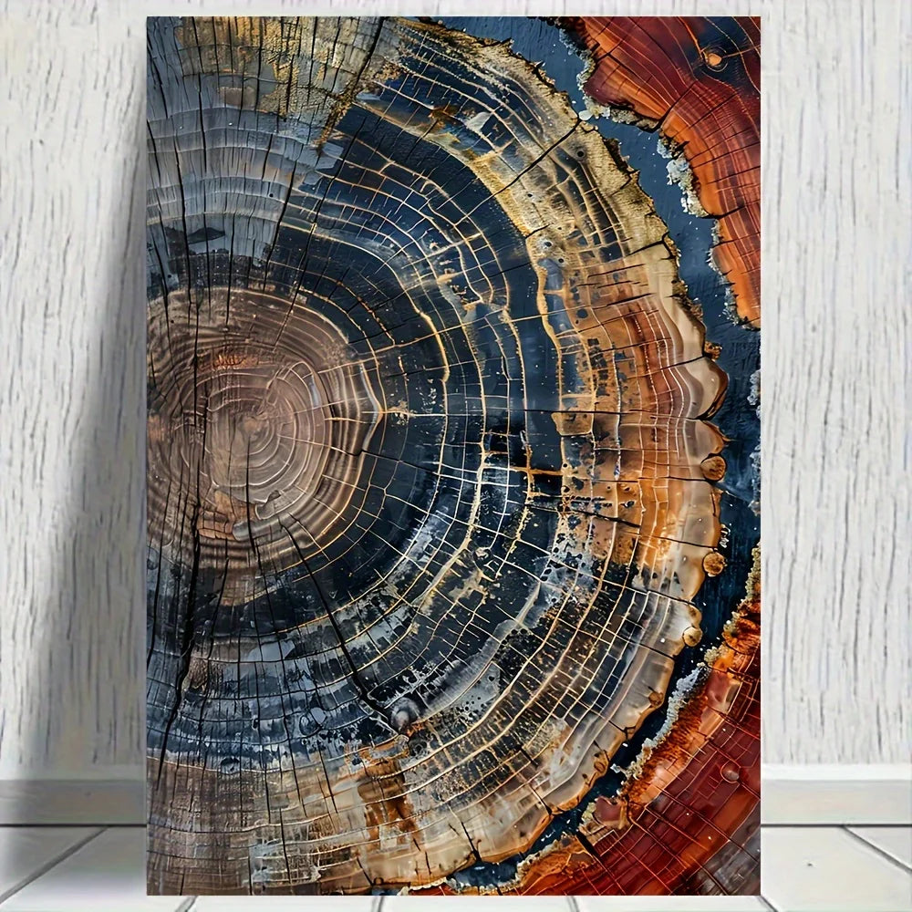 Abstract tree ring canvas art print,31.49x47.24 inch frameless modern wall hanging decoration